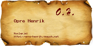 Opre Henrik névjegykártya